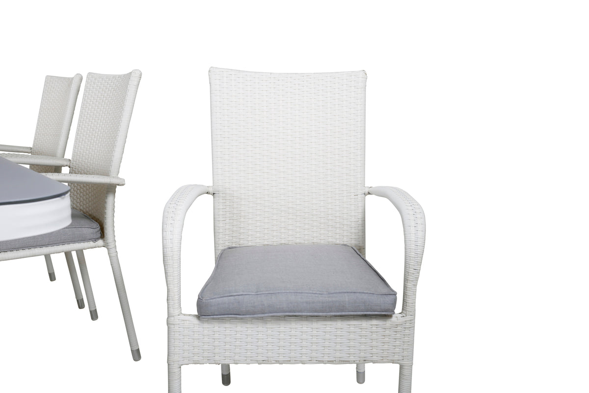 Venture Design Virya & Anna Matbord 200x100 + Matstolar Vit