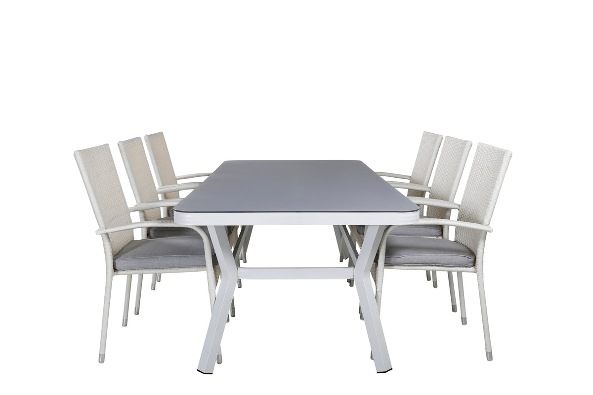 Venture Design Virya & Anna Matbord 200x100 + Matstolar Vit