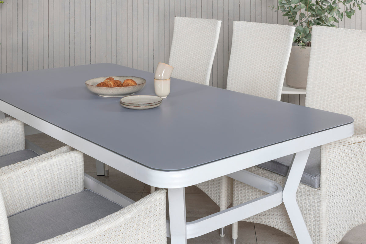 Venture Design Virya & Padova Matbord 200x100 + Reclinerstolar Vit