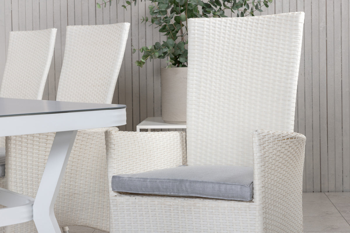 Venture Design Virya & Padova Matbord 200x100 + Reclinerstolar Vit