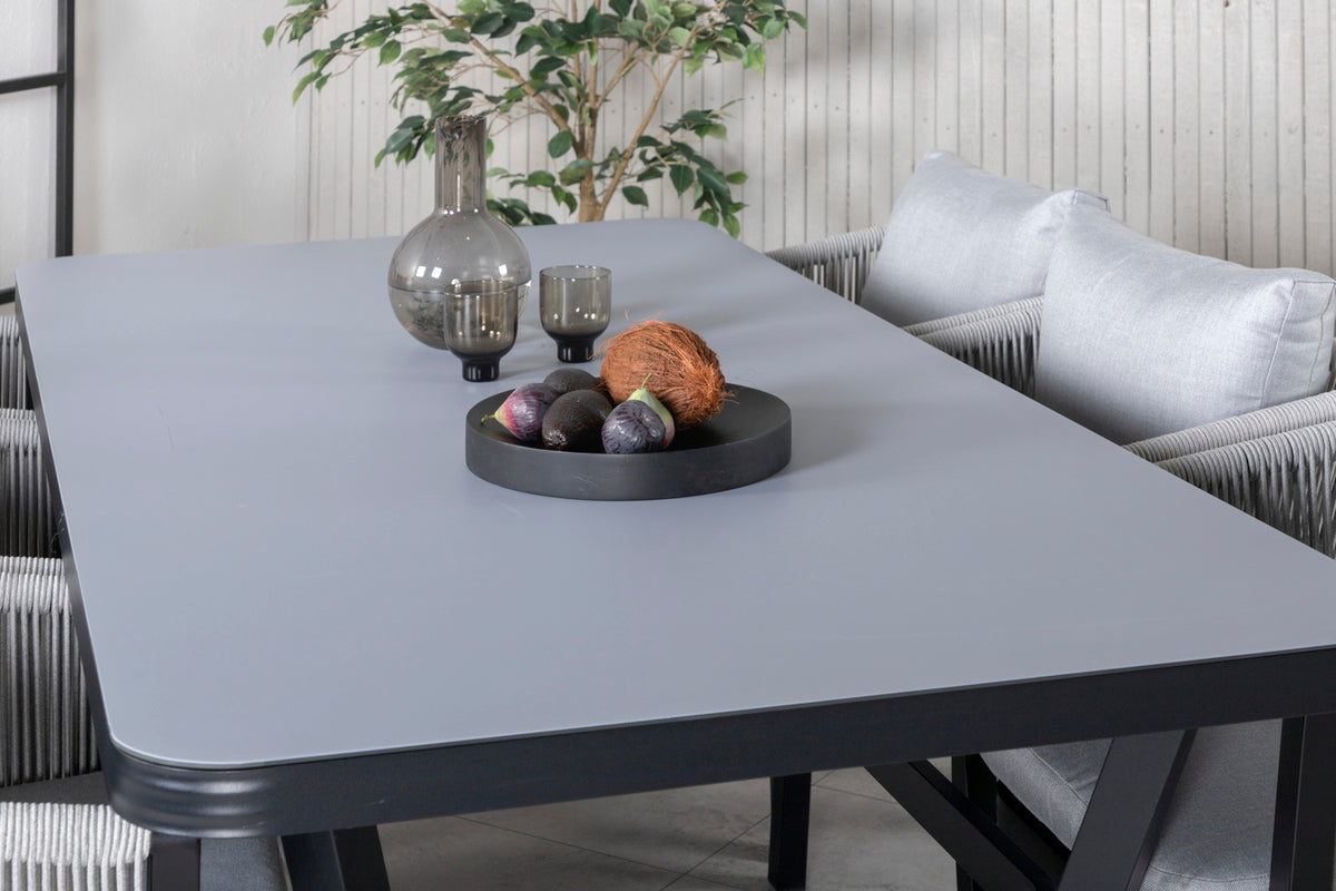 Venture Design Virya Rektangulära Matbord 200x100 Svart + Matstolar Svart