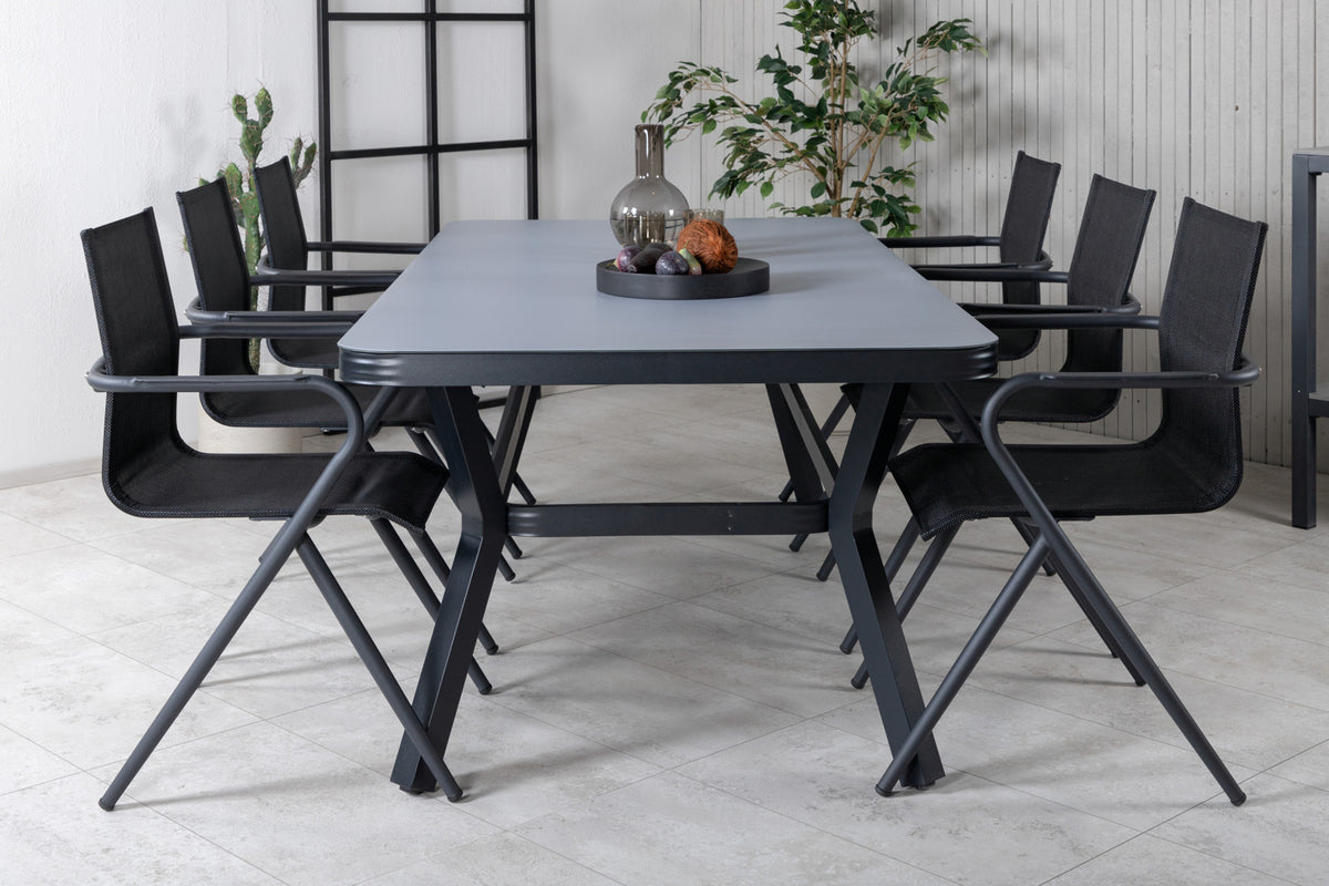 Venture Design Virya & Alina Matbord 200x100 + Matstolar Svart