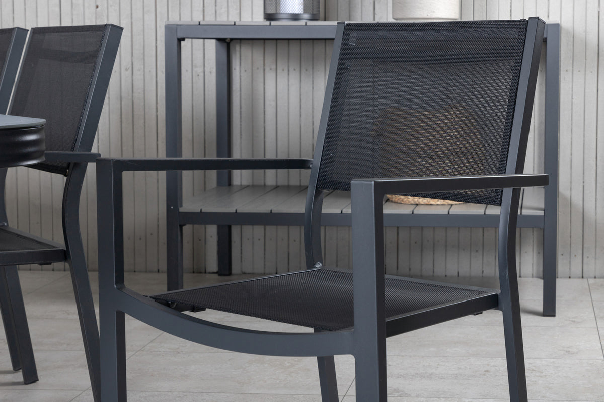 Venture Design Virya & Copacabana Rektangulära Matbord 200 x 100 Svart + Matstolar Svart