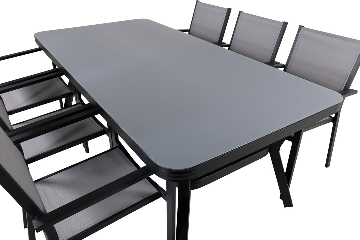 Venture Design Virya & Copacabana Rektangulära Matbord 200 x 100 Svart + Matstolar