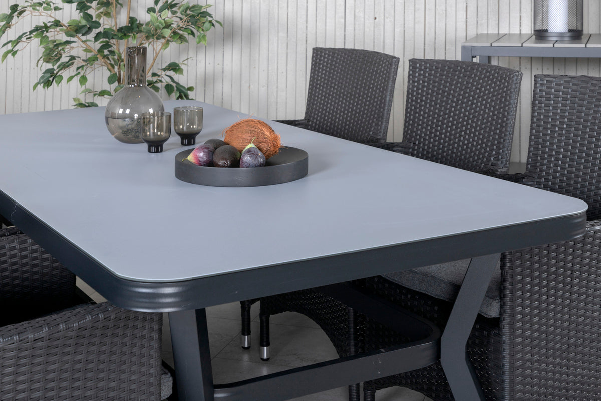 Venture Design Virya & Malin Matbord 200x100 + Matstolar Svart