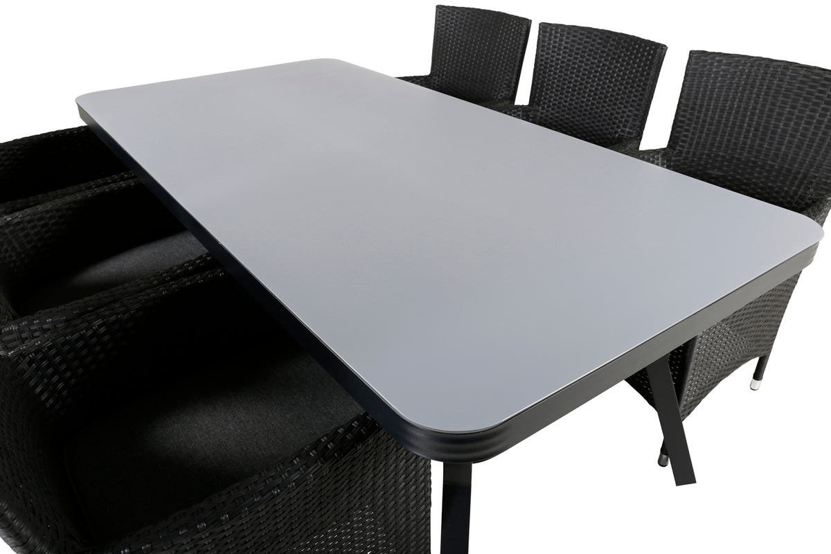 Venture Design Virya & Malin Matbord 200x100 + Matstolar Svart