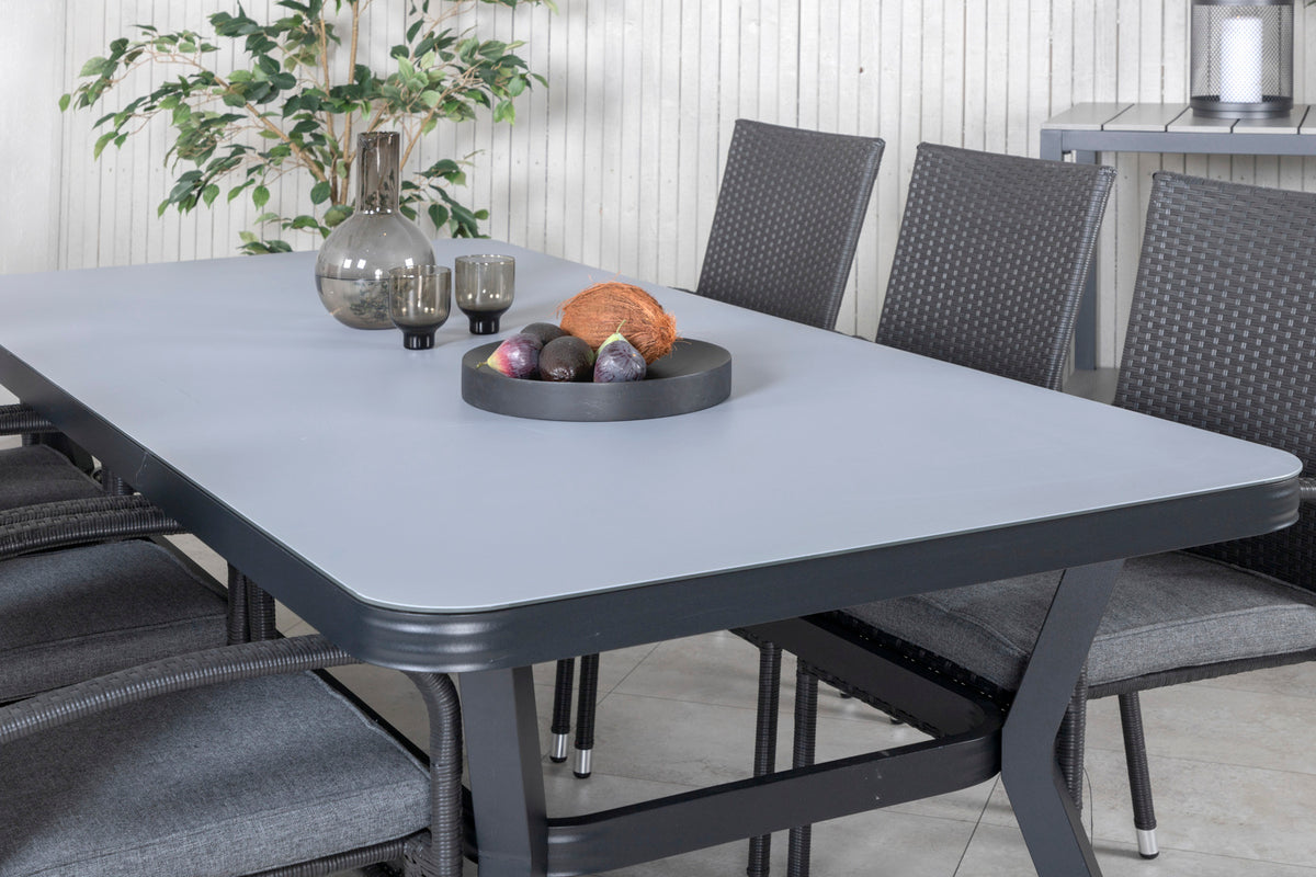 Venture Design Virya & Anna Rektangulära Matbord 200 x 100 Svart + Matstolar 2-pack Svart