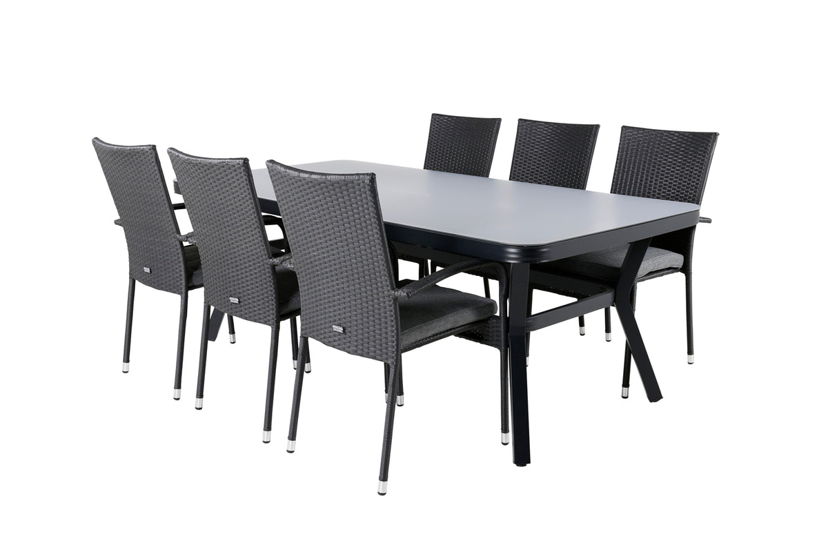 Venture Design Virya & Anna Rektangulära Matbord 200 x 100 Svart + Matstolar 2-pack Svart