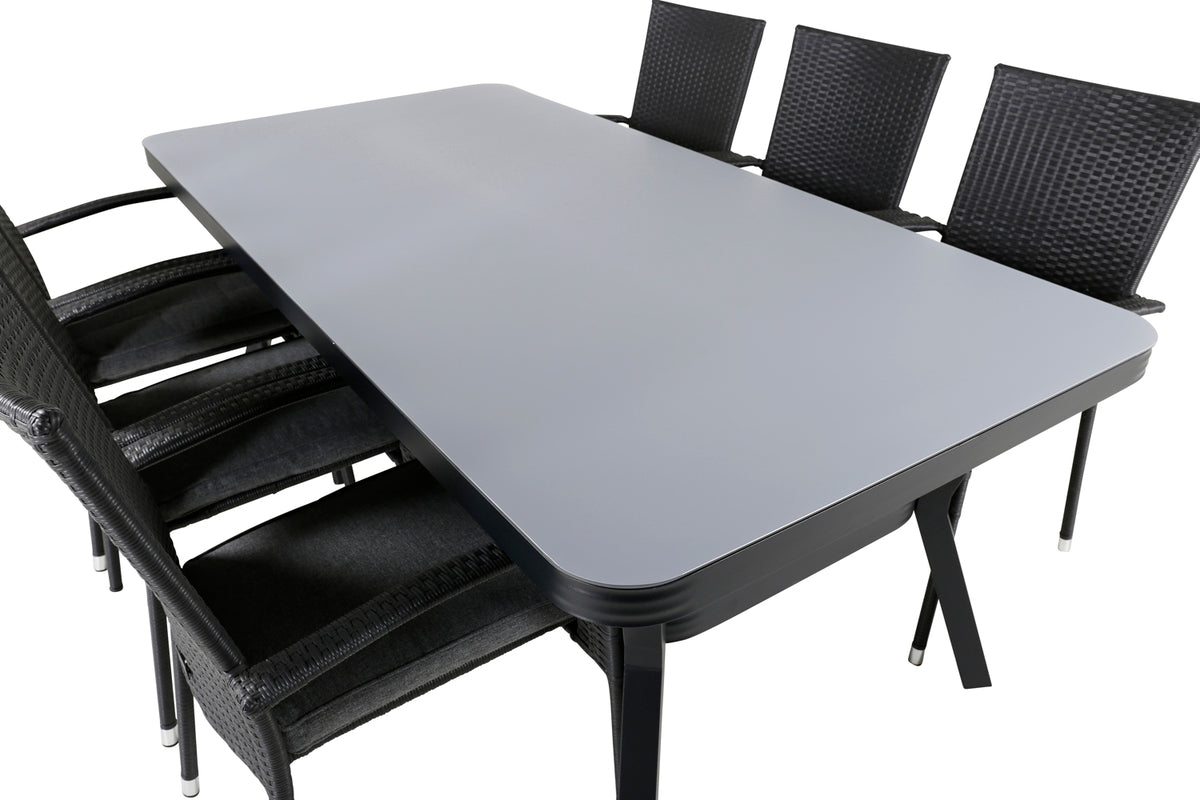 Venture Design Virya & Anna Rektangulära Matbord 200 x 100 Svart + Matstolar 2-pack Svart