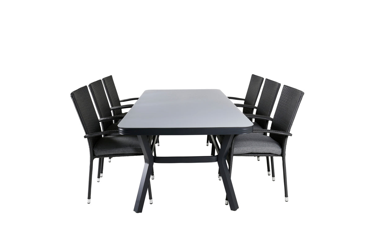 Venture Design Virya & Anna Rektangulära Matbord 200 x 100 Svart + Matstolar 2-pack Svart