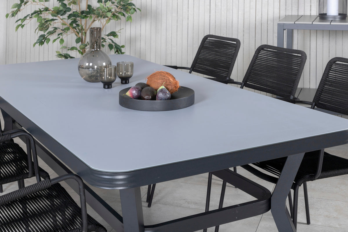 Venture Design Virya & Lindos Matbord 200x100 + Matstolar Svart