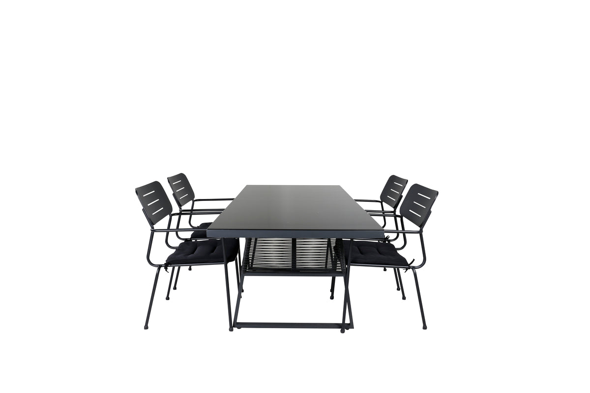 Venture Design Nicke & Dallas Matstolar Svart + Matbord 193x90