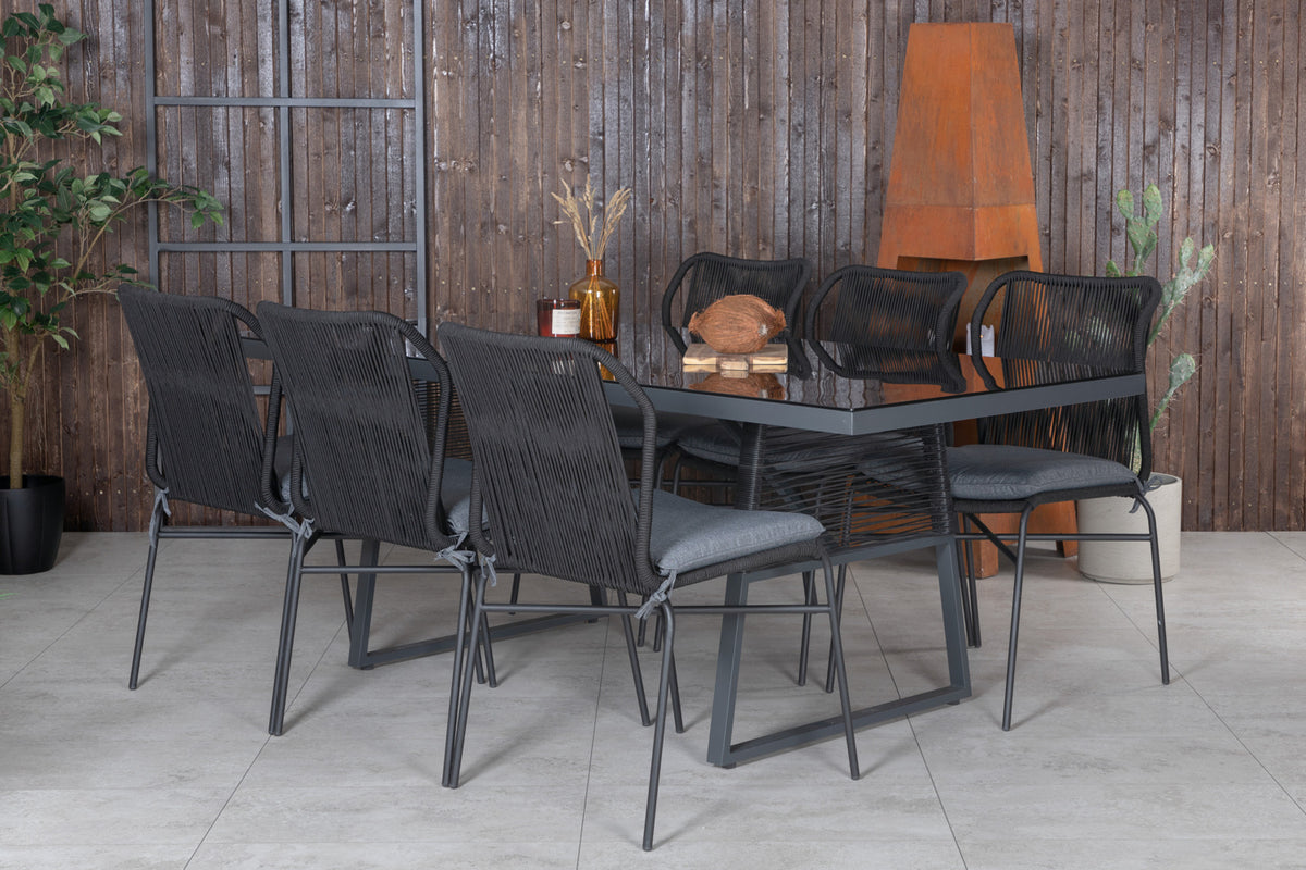 Venture Design Julian & Dallas Matstolar Svart + Matbord 193x90