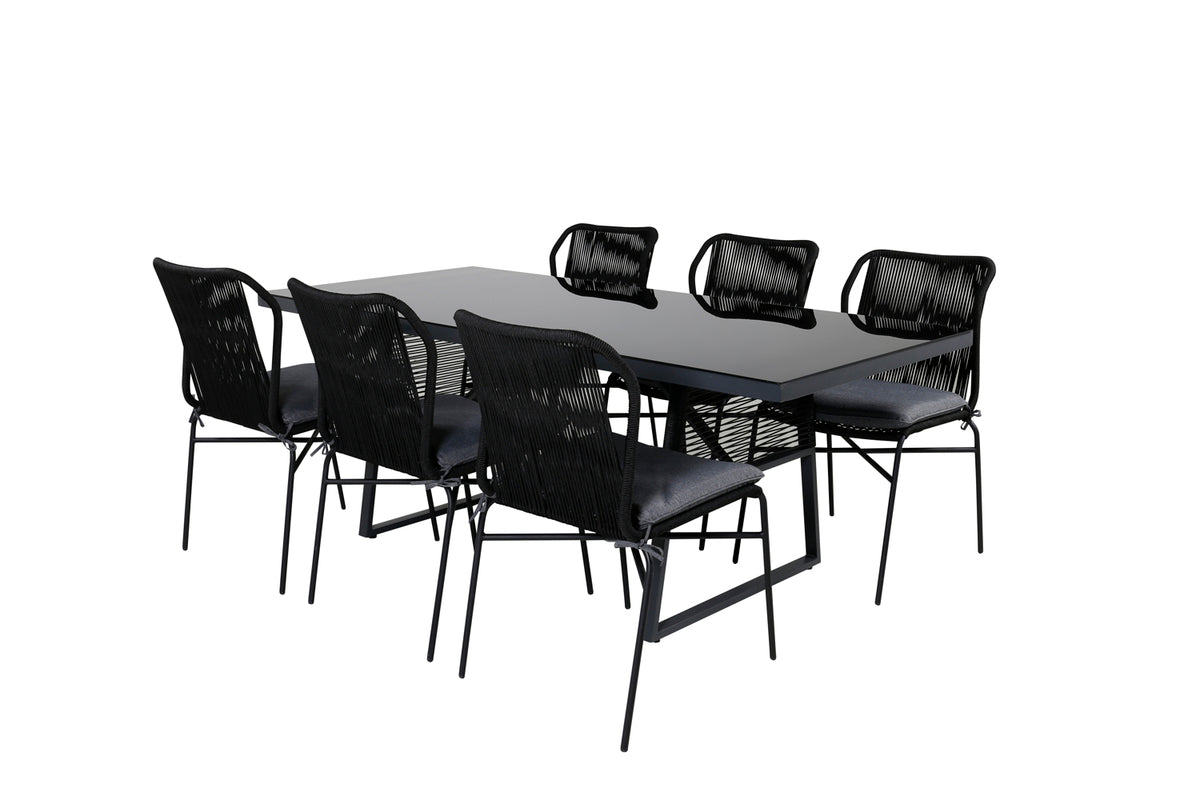 Venture Design Julian & Dallas Matstolar Svart + Matbord 193x90