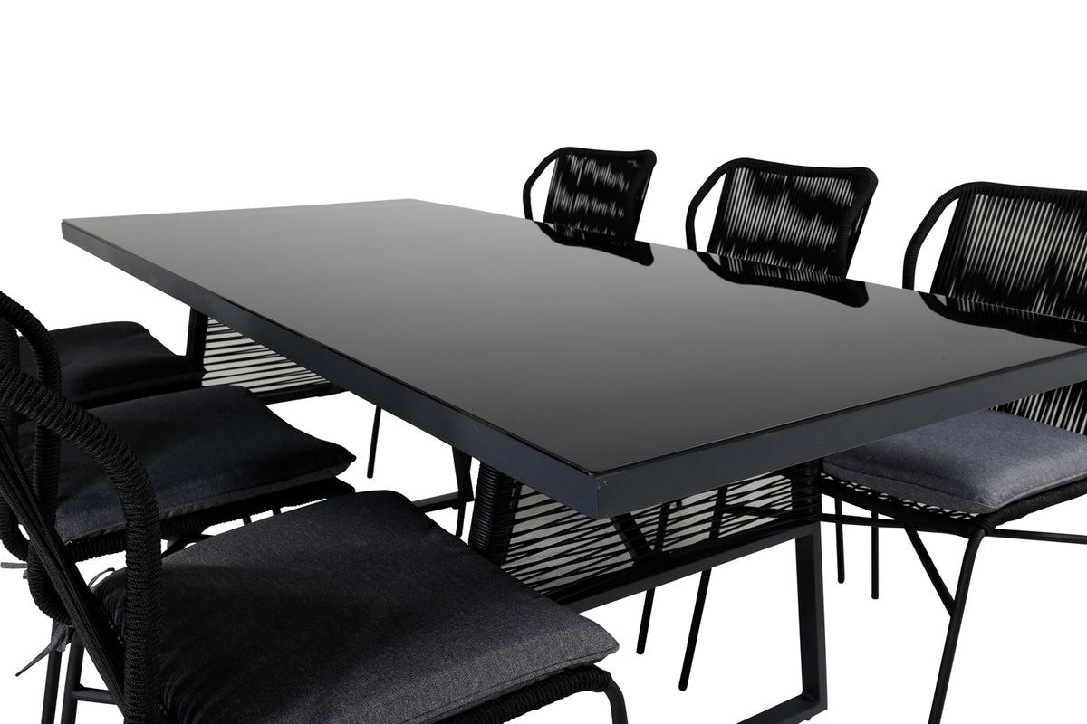 Venture Design Julian & Dallas Matstolar Svart + Matbord 193x90