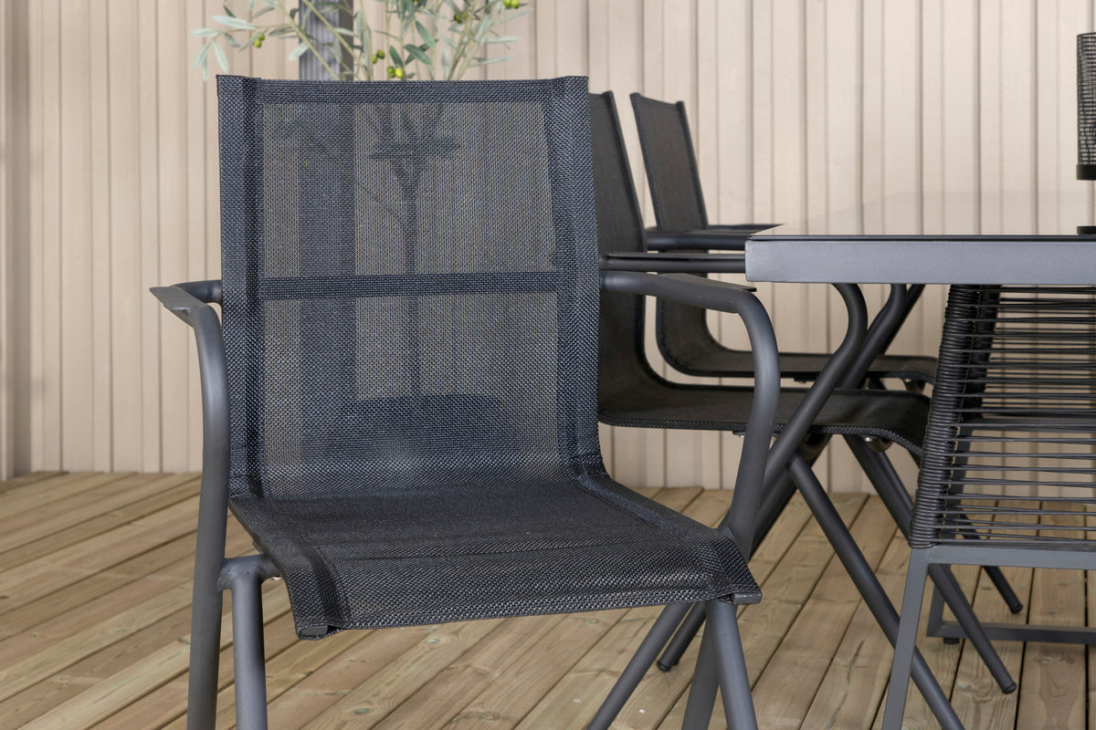 Venture Design Dallas & Alina Matbord 193x90 + Matstolar Svart