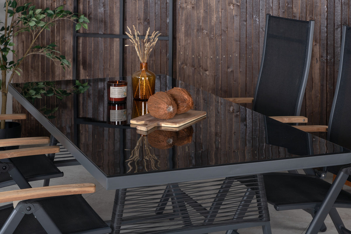 Venture Design Dallas & Panama Matbord 193x90 + Positionsstolar Svart