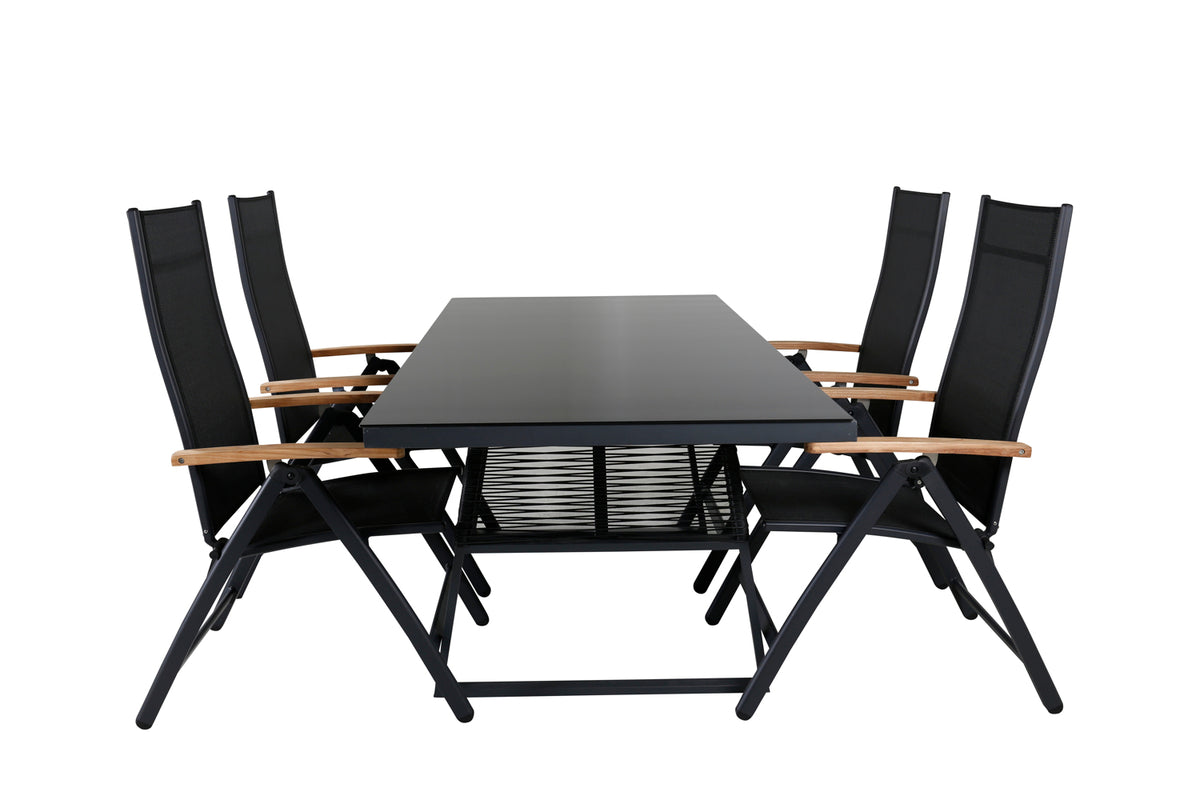 Venture Design Dallas & Panama Matbord 193x90 + Positionsstolar Svart