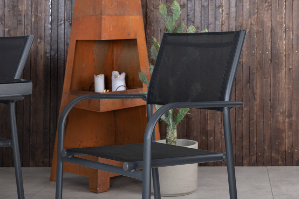 Venture Design Dallas & Santorini Matbord 193x90 + Matstolar Svart