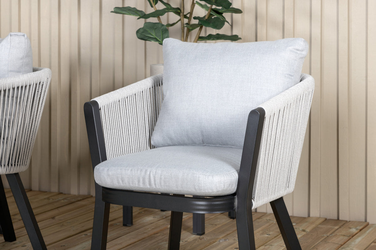 Venture Design Virya & Albany Matstolar Svart + Rektangulära Matbord 224x100 Mörkgrå