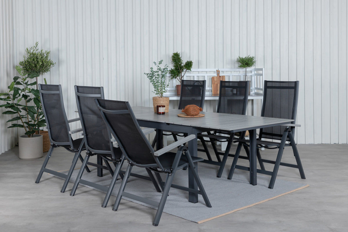 Venture Design Albany & Levels Positionsstolar Svart + Rektangulära Matbord 160x100x75 Svart