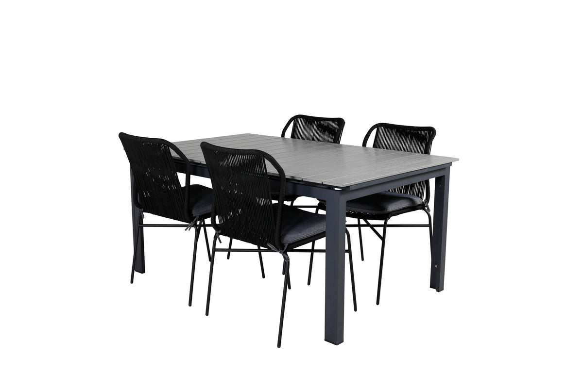 Venture Design Julian & Levels Matstolar Svart + Matbord 160x100x75