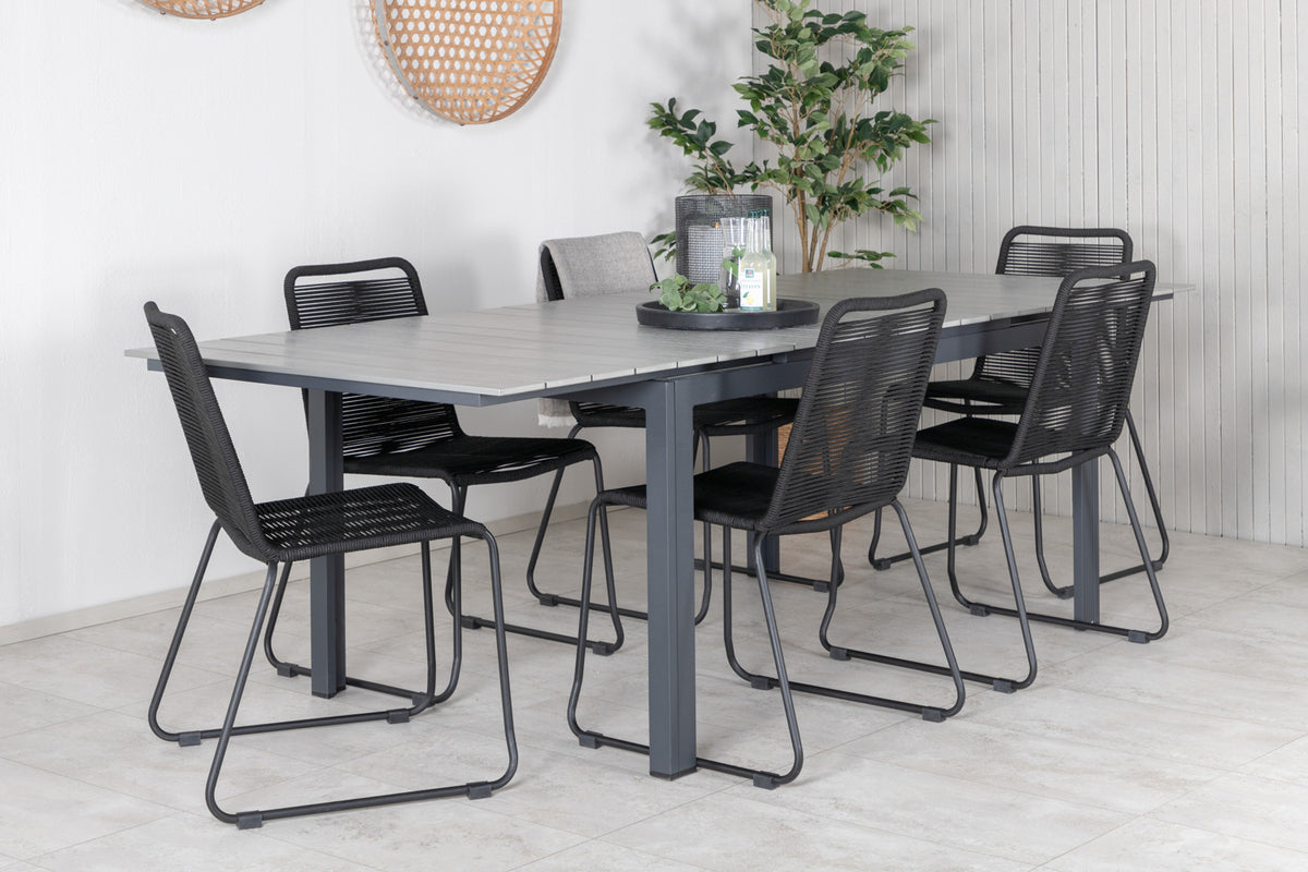 Venture Design Levels & Lindos Matbord 160x100x75 + Matstolar Svart