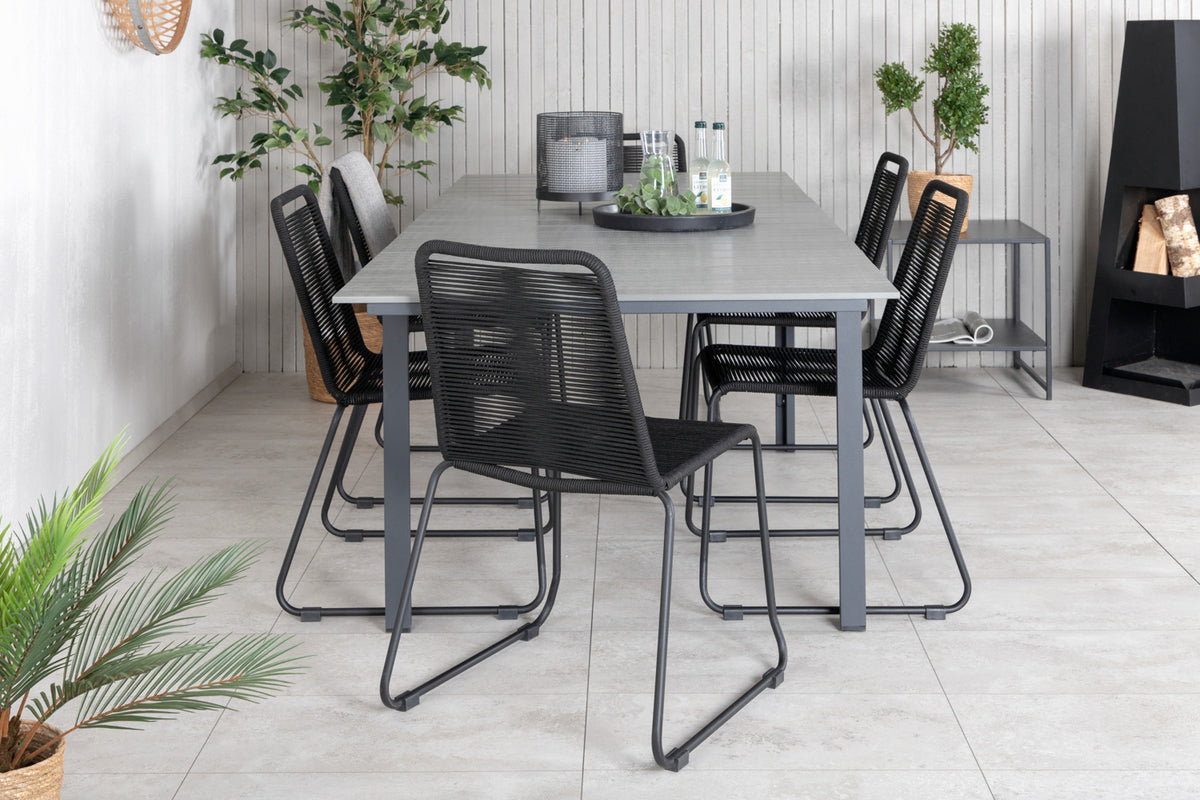 Venture Design Levels & Lindos Matbord 160x100x75 + Matstolar Svart