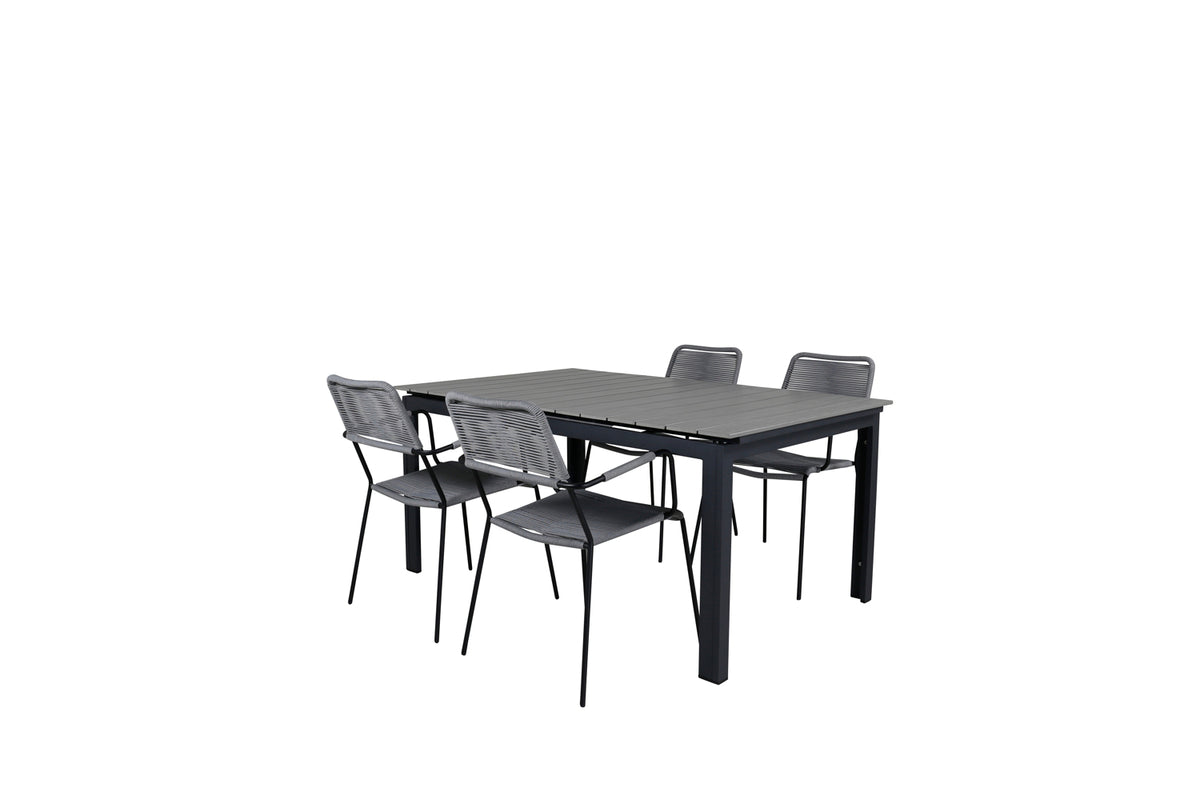 Venture Design Levels & Lindos Matbord 160x100x75 + Matstolar Grå