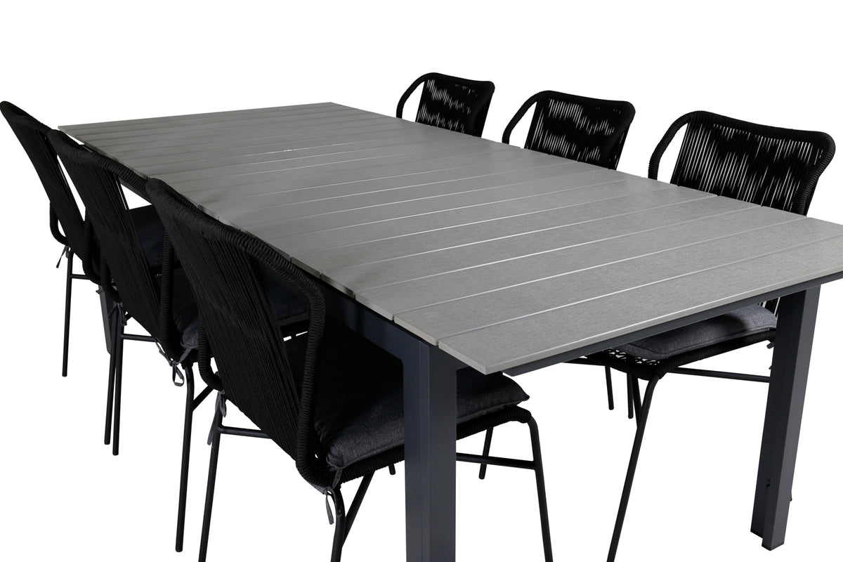 Venture Design Julian & Levels Matstolar Svart + Matbord 224x100