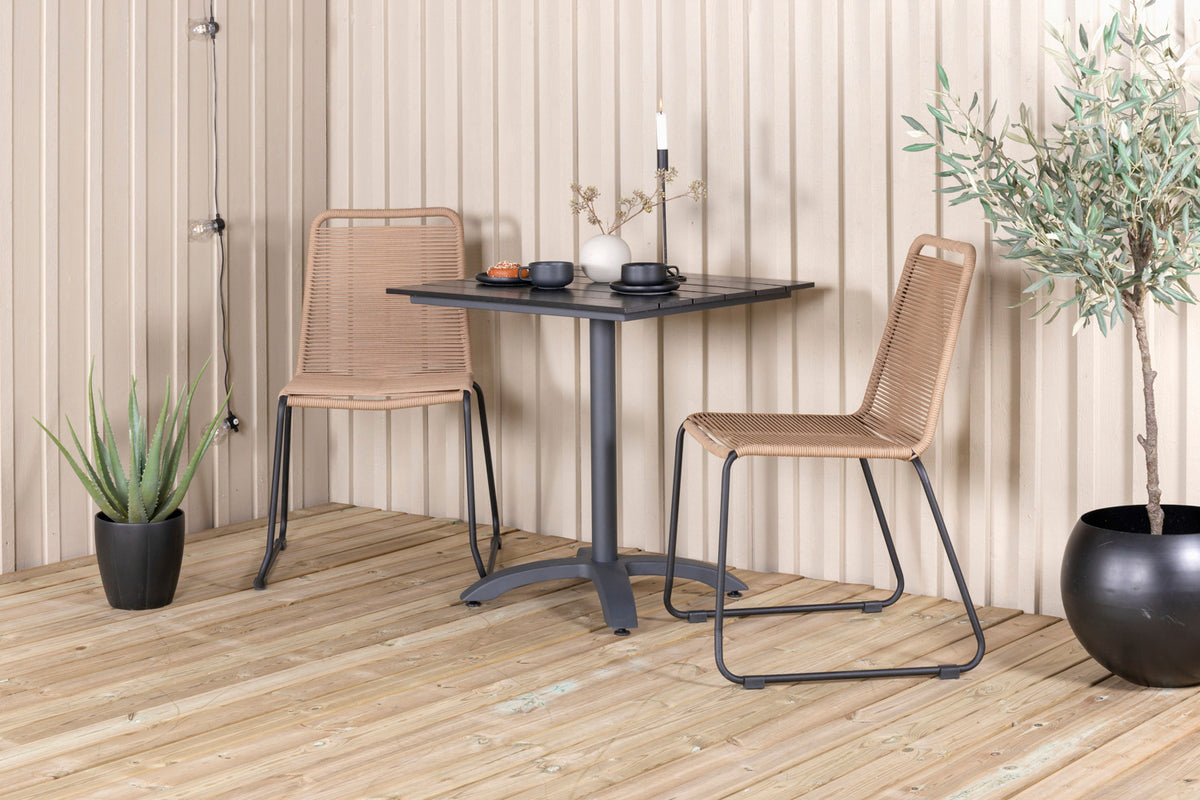 Venture Design Colorado & Lindos Cafébord 70x70 + Matstolar Brun