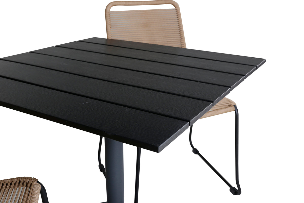 Venture Design Colorado & Lindos Cafébord 70x70 + Matstolar Brun