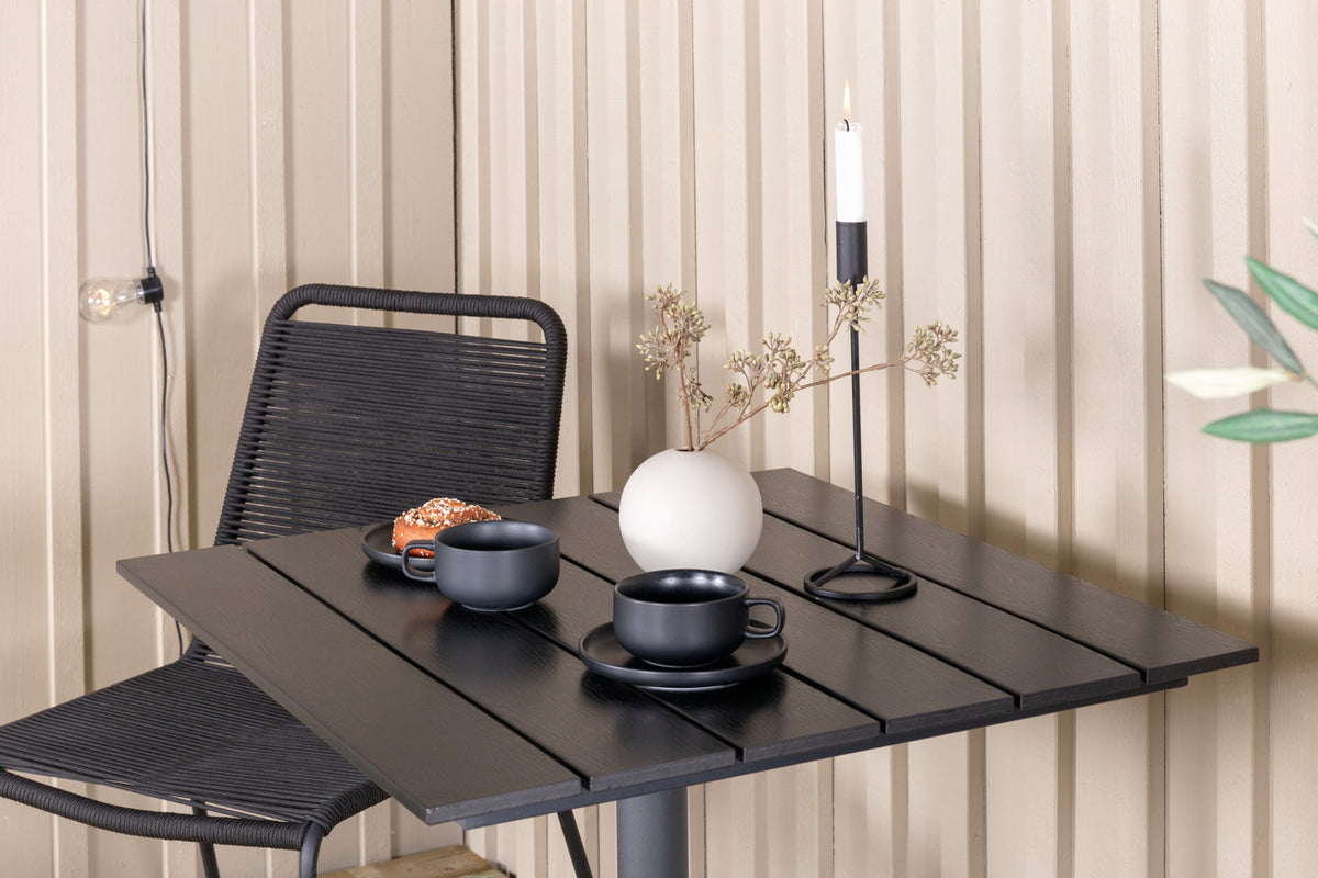 Venture Design Colorado & Lindos Cafébord 70x70 + Matstolar Svart