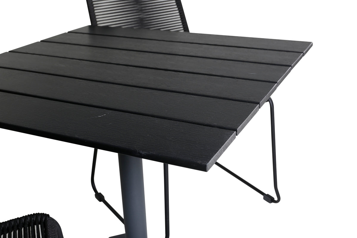 Venture Design Colorado & Lindos Cafébord 70x70 + Matstolar Svart