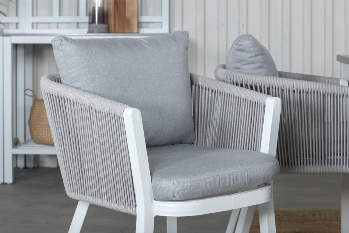 Venture Design Virya & Albany Matstolar 2-pack Grå + Rektangulära Matbord 74 x 152 x 90 Vit