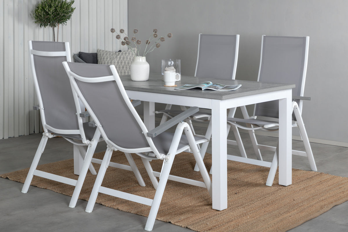 Venture Design Albany Positionsstolar 2-pack Grå + Rektangulära Matbord 74 x 152 x 90 Vit