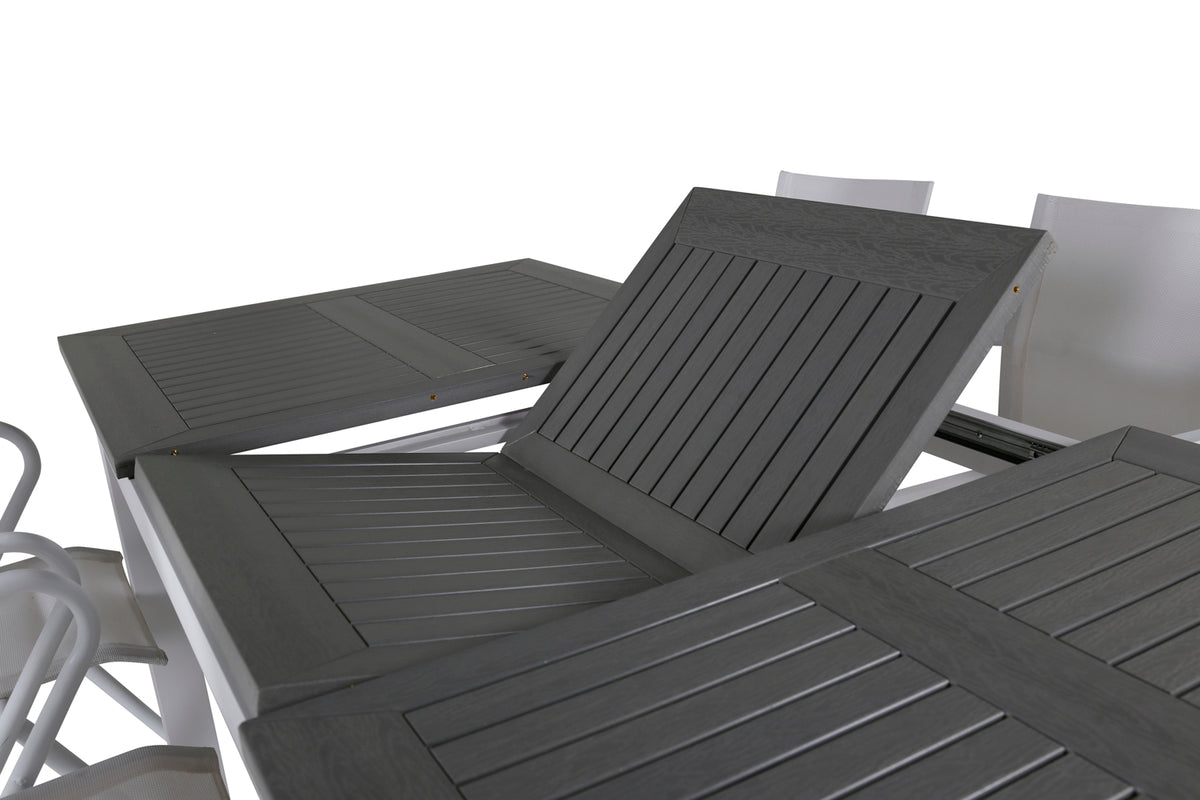 Venture Design Albany Positionsstolar 2-pack Grå + Rektangulära Matbord 74 x 152 x 90 Vit