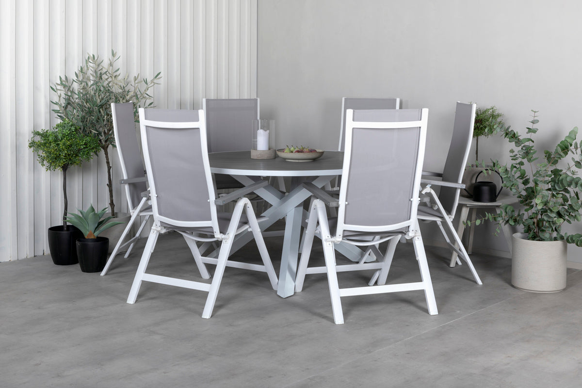 Venture Design Albany & Parma Positionsstolar Grå + Matbord ⌀140