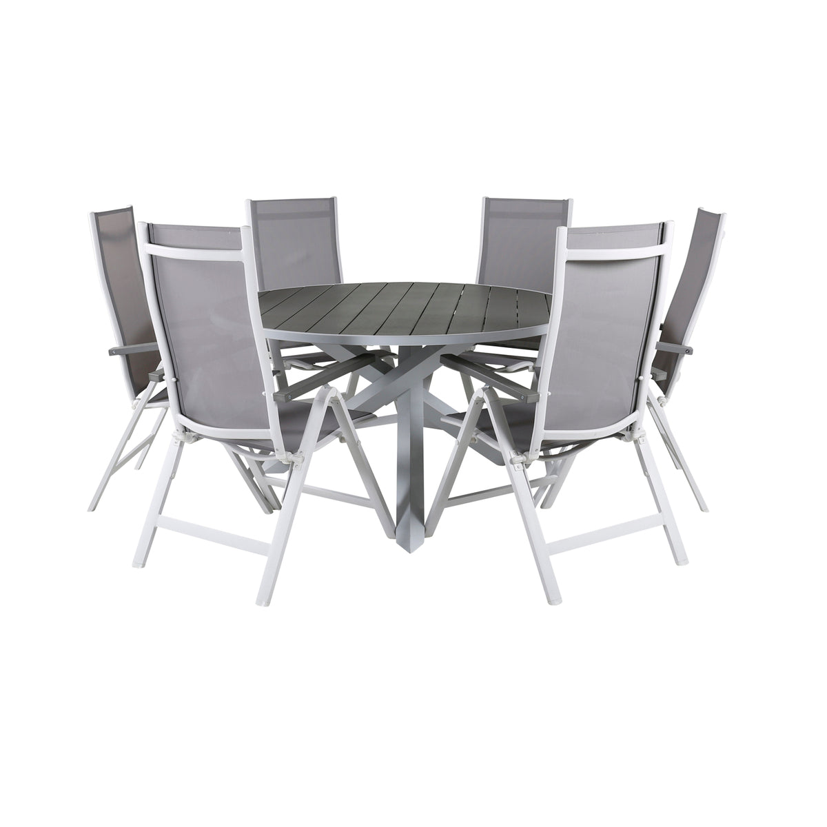 Venture Design Albany & Parma Positionsstolar Grå + Matbord ⌀140