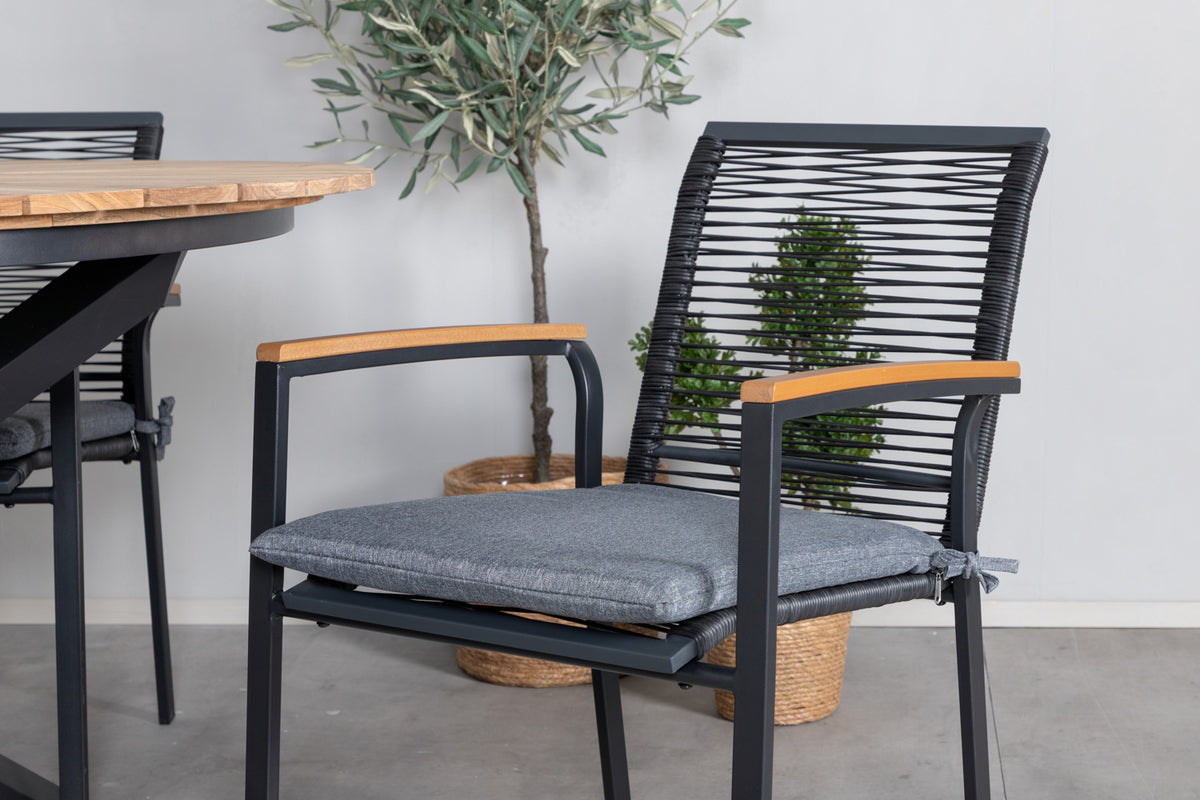 Venture Design Dallas & Mexico Matstolar Svart + Matbord ⌀140