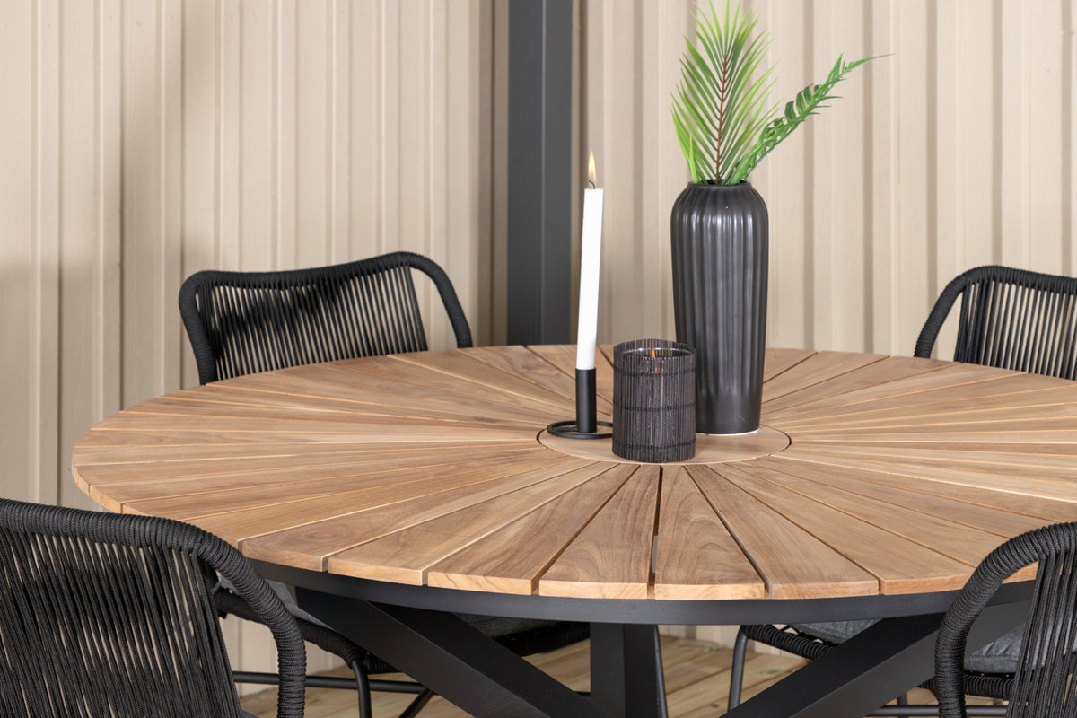 Venture Design Julian & Mexico Matstolar Svart + Matbord ⌀140