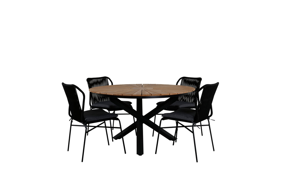 Venture Design Julian & Mexico Matstolar Svart + Matbord ⌀140