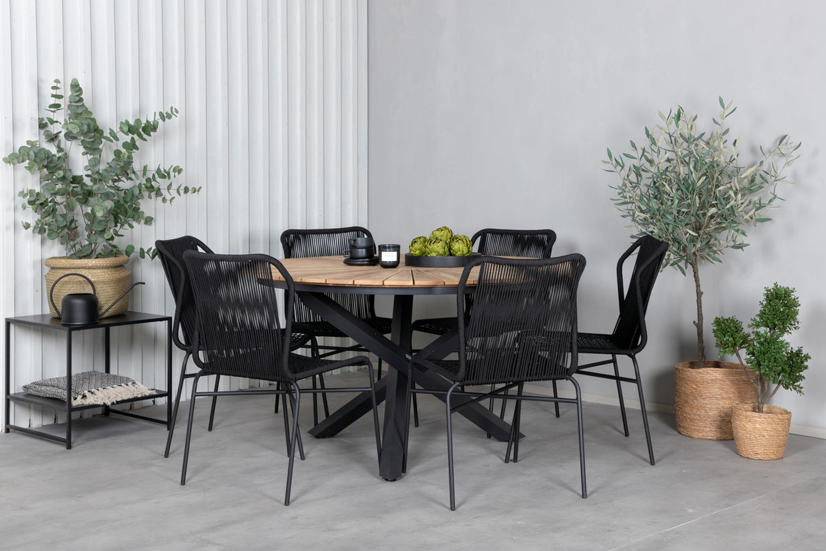 Venture Design Julian & Mexico Matstolar Svart + Matbord ⌀140