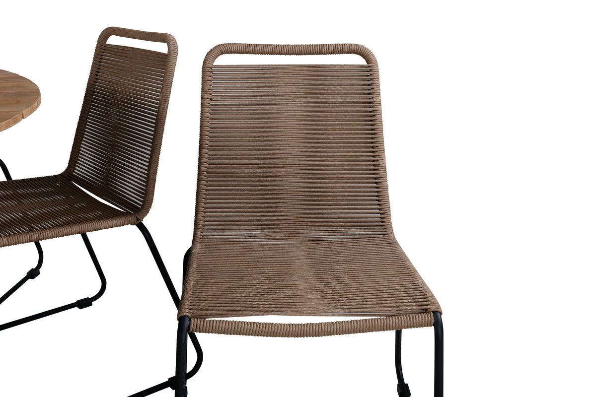 Venture Design Mexico & Lindos Matbord ⌀140 + Matstolar Brun