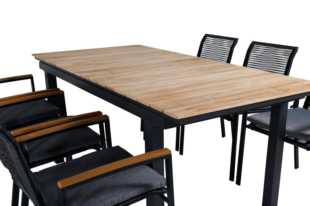 Venture Design Dallas & Mexico Matstolar Svart + Matbord 90x180/240