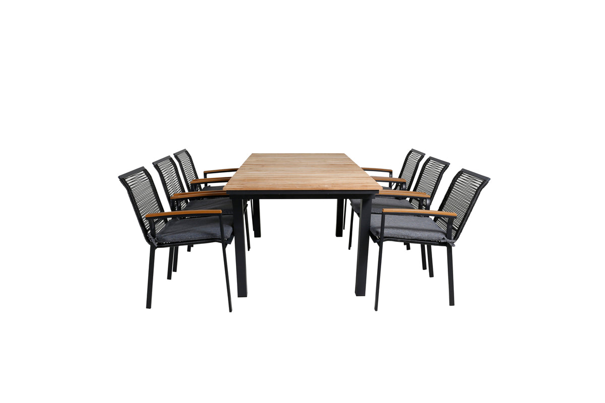 Venture Design Dallas & Mexico Matstolar Svart + Matbord 90x180/240