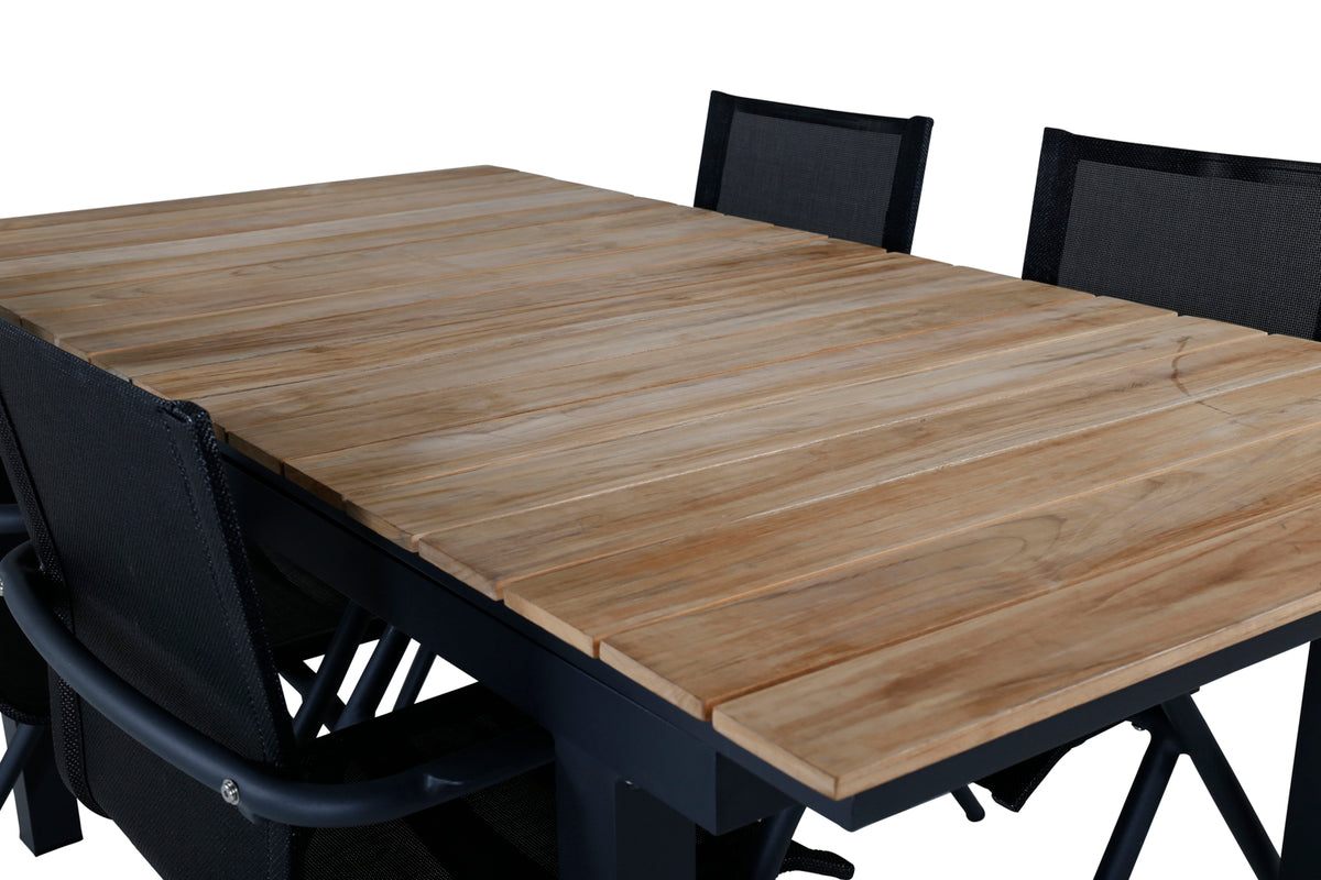 Venture Design Alina & Mexico Matstolar Svart + Matbord 90x180/240