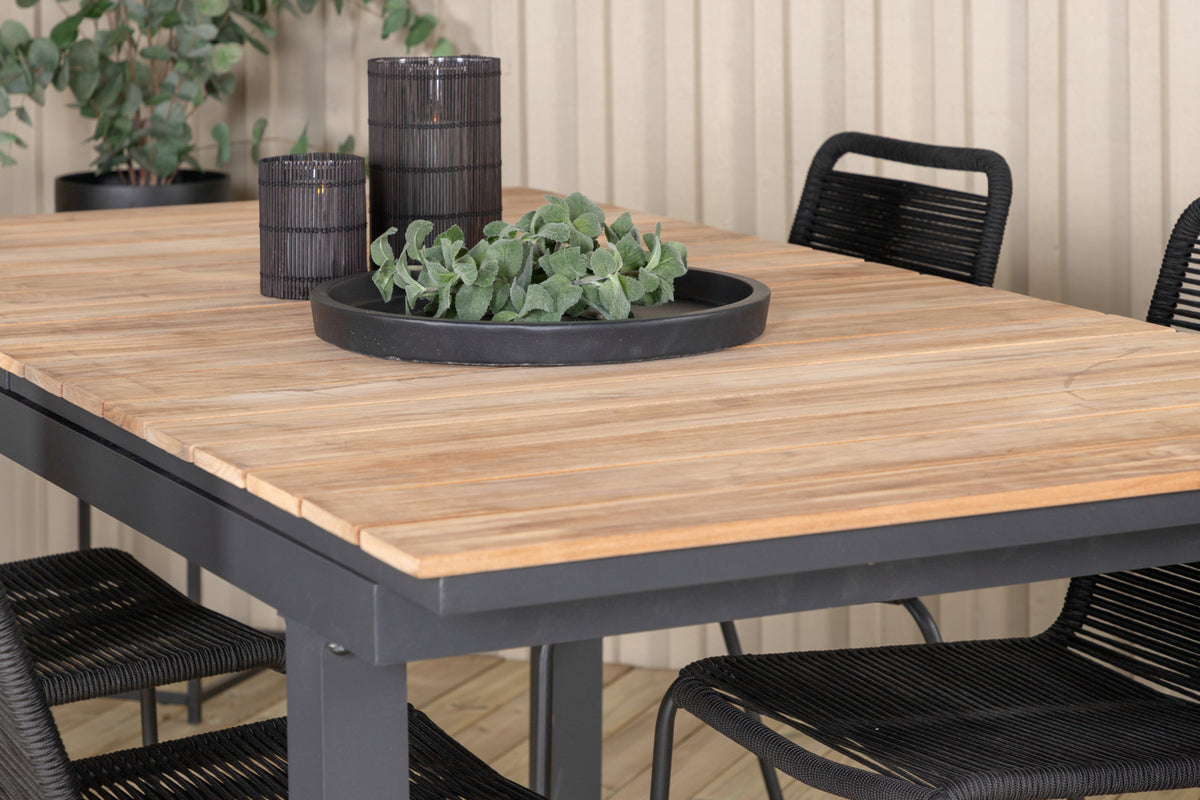 Venture Design Mexico & Lindos Matbord 90x180/240 + Matstolar Svart