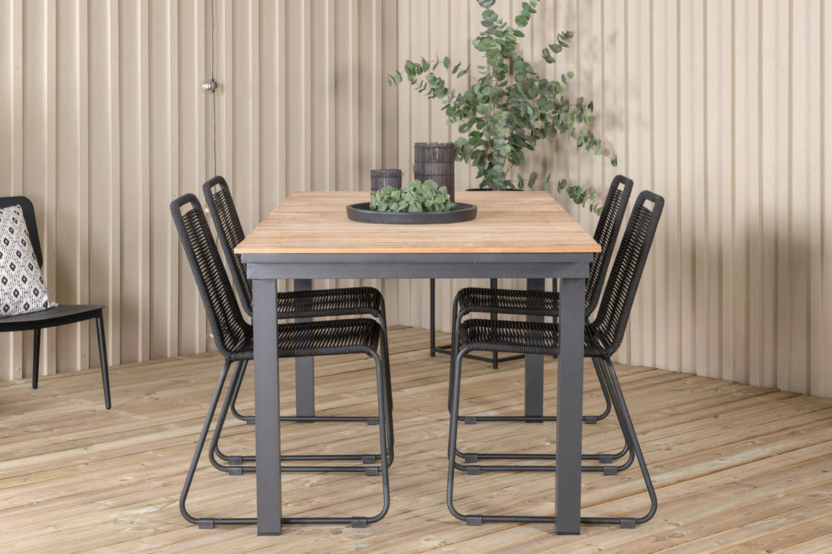 Venture Design Mexico & Lindos Matbord 90x180/240 + Matstolar Svart