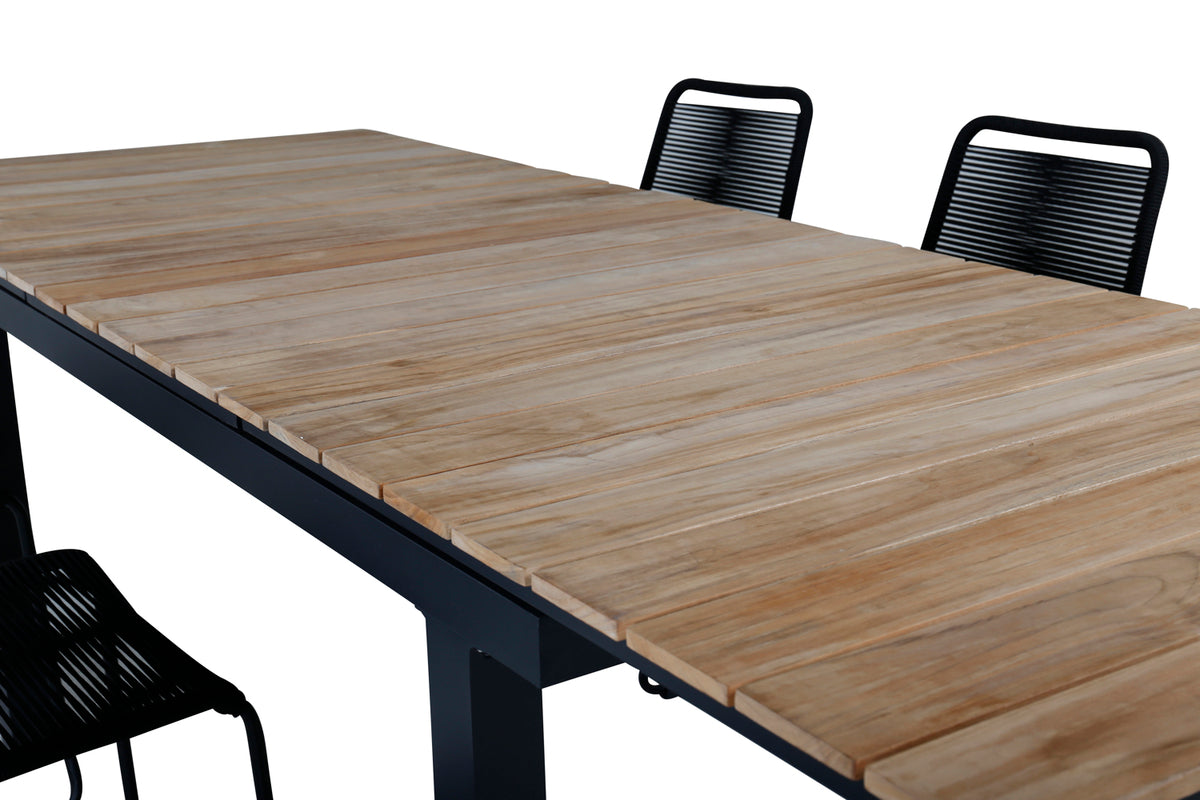 Venture Design Mexico & Lindos Matbord 90x180/240 + Matstolar Svart